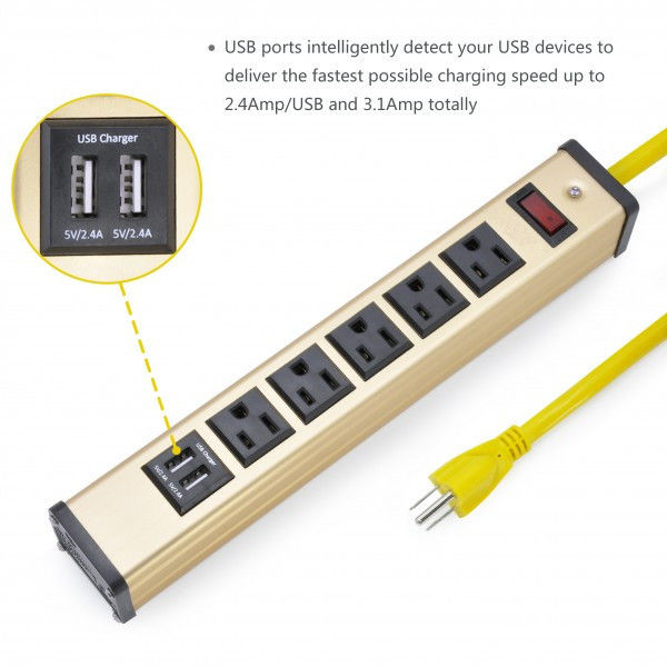 卓上5 USBの充電器、5つのソケット力棒5v 2.4A/1Aが付いている平らなプラグ力のストリップ